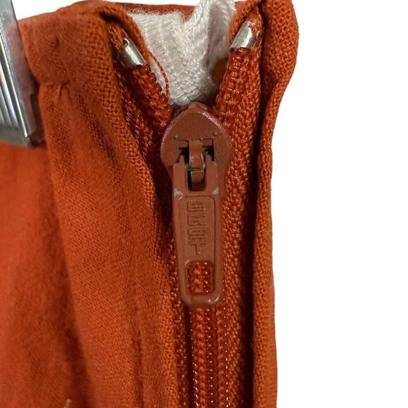 Vtg 70's Skirt A-Line Orange Embroidery Hippie Bohemian Funky Groovy Whimsical L - Picture 4 of 8